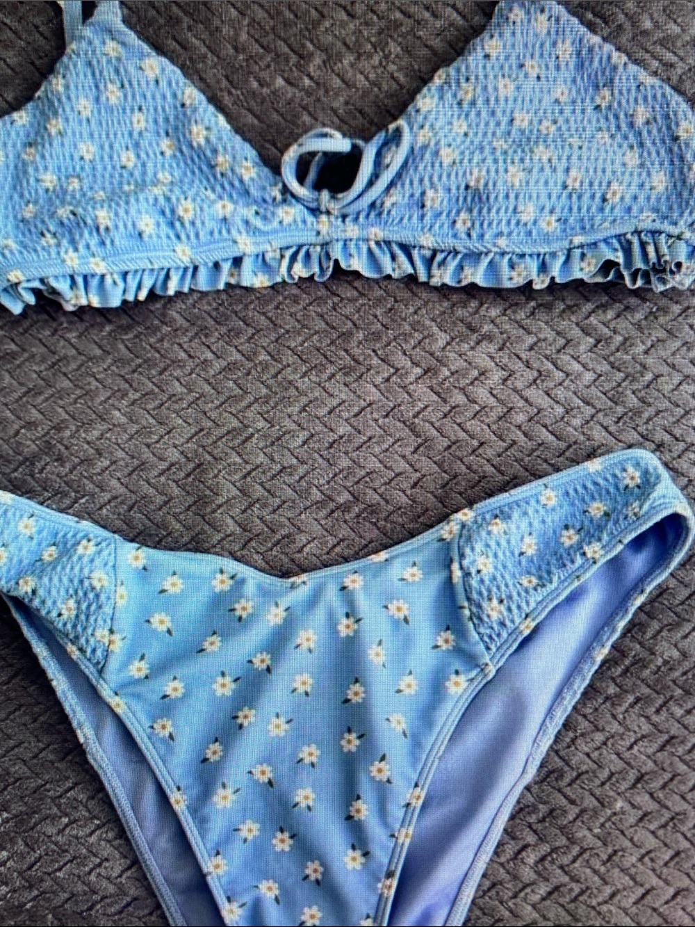Light Blue Daisy Print Bikini Set